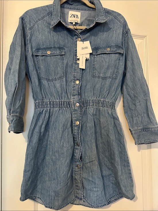 Zara Dresses & Skirts - Zara Light Blue Button-Front Denim Dress